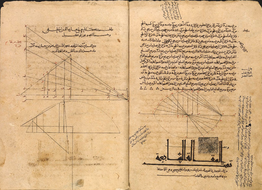 Részlet Thabit Apollóniosz Kúpelemek (Konika) című művének arab fordításából