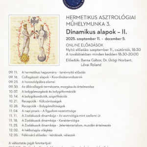 Hermetikus asztrológiai műhelymunka 3. Dinamikus alapok – II. (2025)
